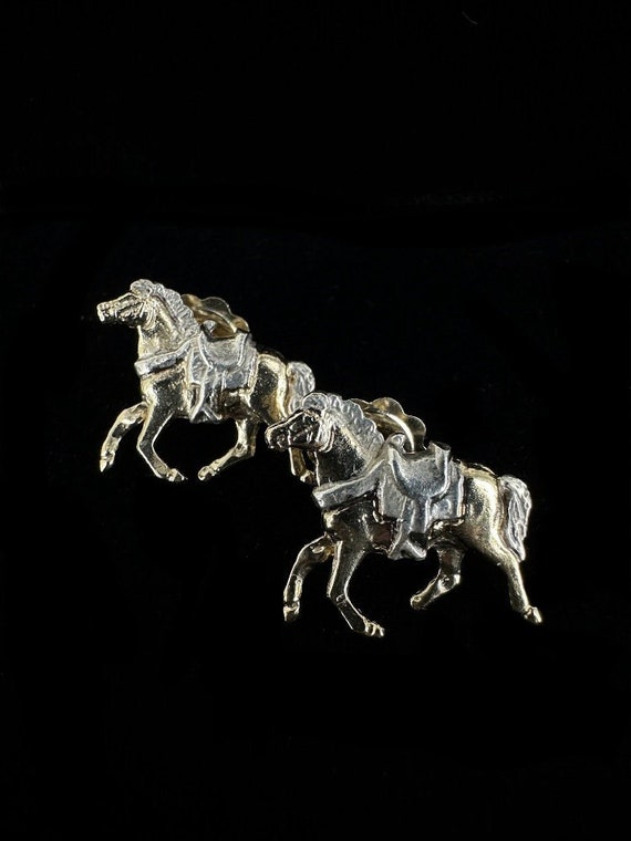 Vintage Designer Gold Over Sterling Equestrian Hor