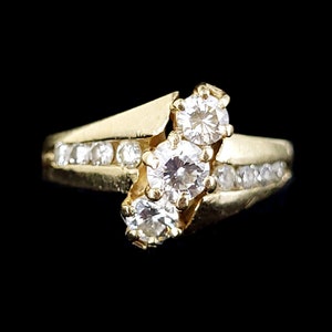 Vintage 14k Gold .73cttw Diamond Hollywood Regency Wedding Ring Szul Ring s 5.5 / Diamond Jewelry / Engagement Ring / Wedding Jewelry