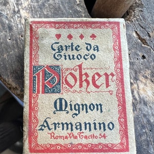 Vintage Mignon Armanino Miniature Italian Poker Card Set Roma Red Ship Boat / Buon regalo / Regalo di poker / Regalo per lei / Per lui / Carte in miniatura