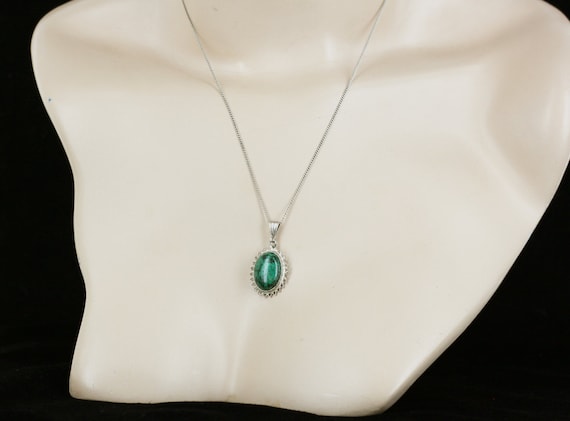 Vintage Chrysocolla Sterling Silver Pendant / Fil… - image 3