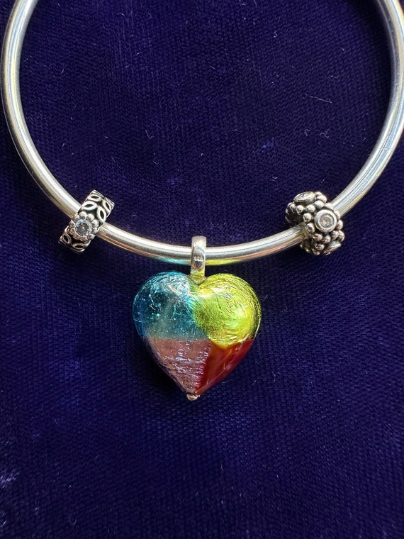 Pandora Sterling Silver Multi Color Dangle Heart … - image 2