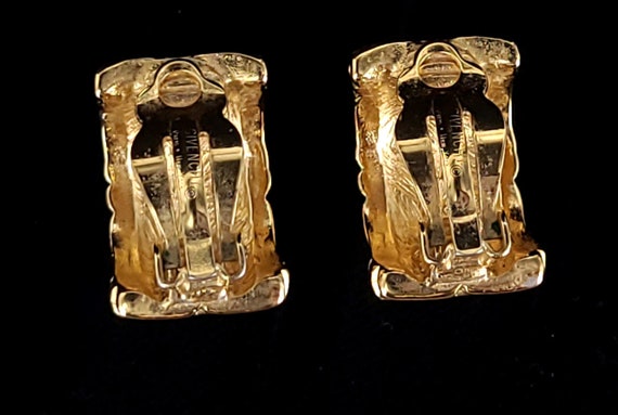 Vintage Givenchy Signed Geometric  Pattern Gold P… - image 4