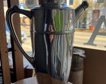 Shaker à cocktail chromé Art déco des années 1930 ~ Brewiana, articles de bar à collectionner VG