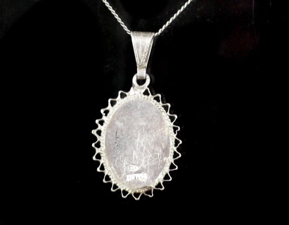 Vintage Chrysocolla Sterling Silver Pendant / Fil… - image 2