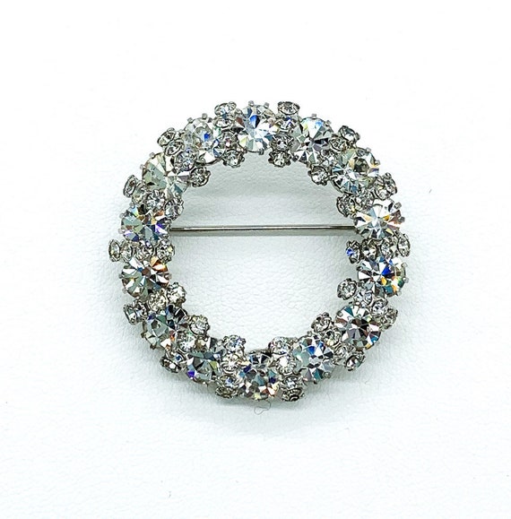 Vintage Mid Century Diamond Paste Rhinestone Silve