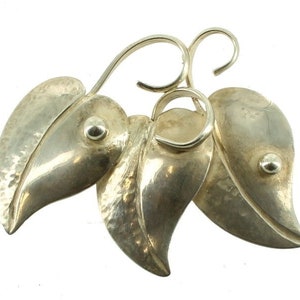 Vintage Sterling Mid Century Sand Cast Hand Made Scandinavian Design Leaves Balls Pin/Scandinavian Design/Jensen Style/Good Gift/Leaf Pin