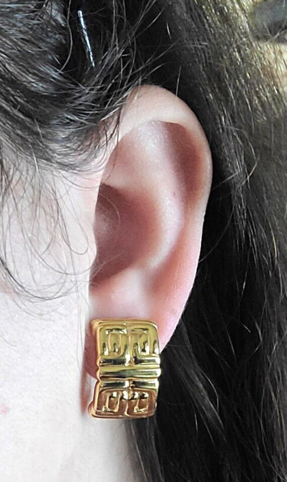 Vintage Givenchy Signed Geometric  Pattern Gold P… - image 6