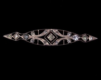 Antique Art Nouveau Victorian Sterling Silver Paste Decorative Bar Pin Brooch 2” / Silver Brooch / Silver Pin / Sterling pin / Gifts for her