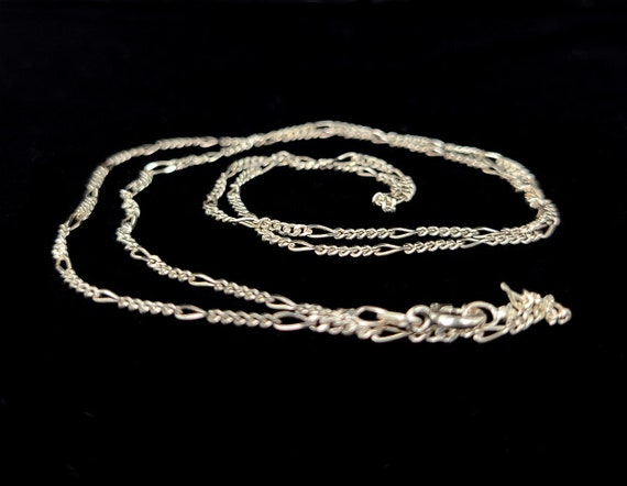 Vintage Sterling Silver Figaro Unique Chain Neckl… - image 3