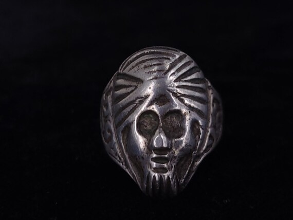 Antique Deco Sterling Silver Heavy Mans Face Unis… - image 3