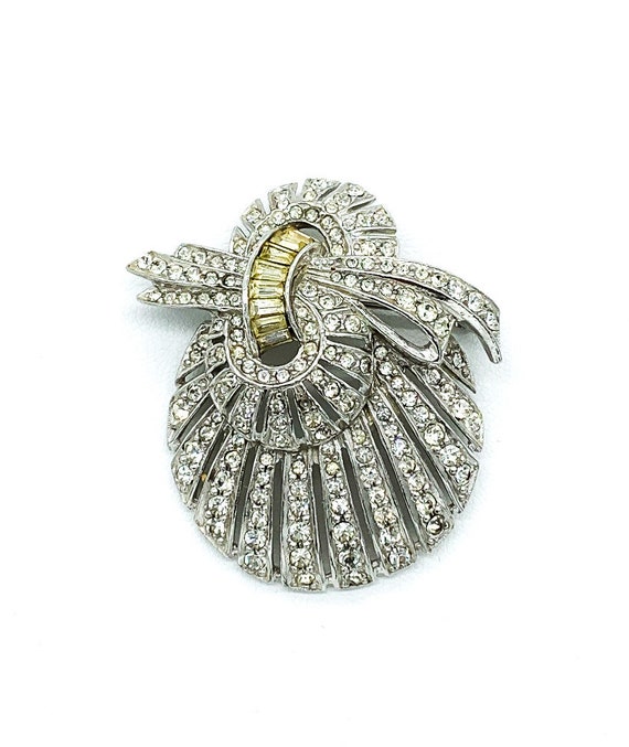 Antique Art Deco Rhodium Plated Clear Paste Rhines