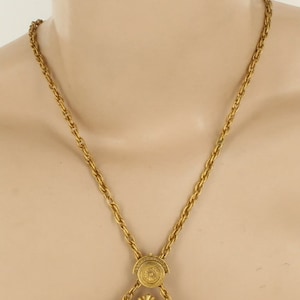 Vintage Florenza Victorian Revival Gold Filigree Slide Locket Necklace 23&quot;/ Vintage Florenza Necklace/ Vintage Victorian Revival Necklace