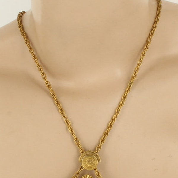 Vintage Florenza Victorian Revival Gold Filigree Slide Locket Necklace 23"/ Vintage Florenza Necklace/ Vintage Victorian Revival Necklace