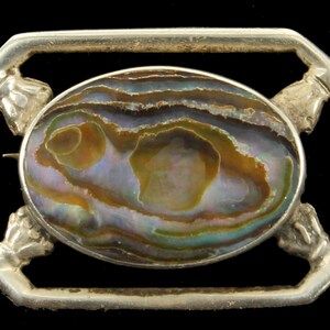 Antique Sterling Abalone Shell Purple Green Petite Delicate Victorian Pin 1&quot;/ Abalone Jewelry/Abalone Pin/ Good Gift/Victorian Pin/Victorian