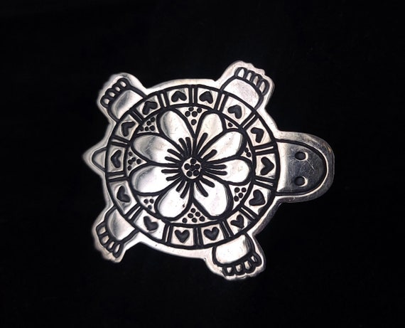 Vintage Sterling Silver Taxco Mexico Cute Turtle … - image 1
