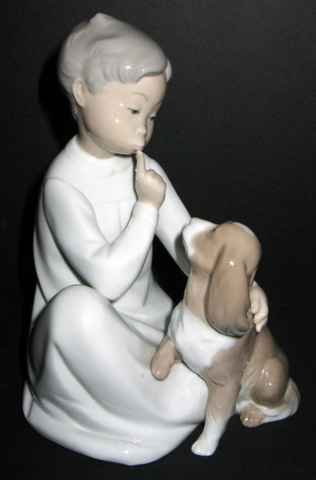 Vintage Lladro Figurine 4522 Retired Boy With Dog Glossy Etsy