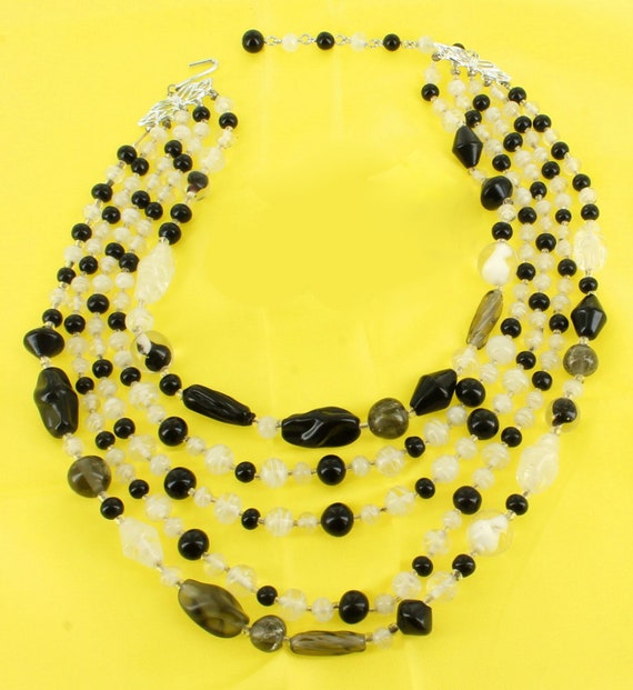 Vintage Czech Glass Smoky Bi-morphic Beads 5 Stra… - image 4