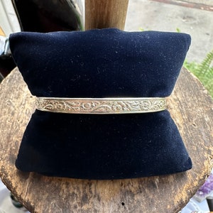 Vintage Deco Sterling Floral grabado Danecraft brazalete apilable pulsera 8"