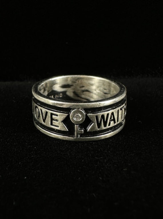 Vintage Sterling Wide Band “Love Waits” .01 Ct Dia