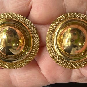 Vintage Givenchy Couture  1980’s Gold Plated Jumbo  Clip On Earrings 1 3/8”/ good gift/ gift for her/ gift for them/Givenchy/Givenchy Earrin