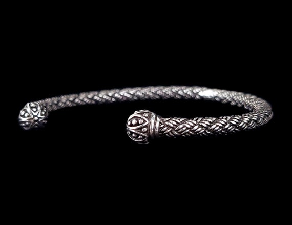 Vintage Sterling Silver Bali Weaved Braided Desig… - image 3