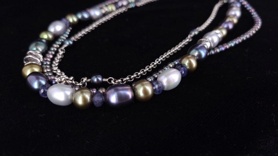 Vintage Sterling Silver Pearl Iolite Robert Lee M… - image 3