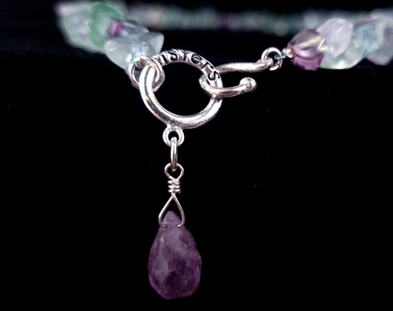 Vintage Sterling Silver Sisters Charm Fluorite Ge… - image 4