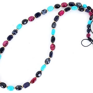 Estate Lola Rose Gold Over Sterling Goldstone Tigers Eye Snowflake Obsidian Beaded Necklace / Gemstone Jewelry / Gifts for her / Good Gift