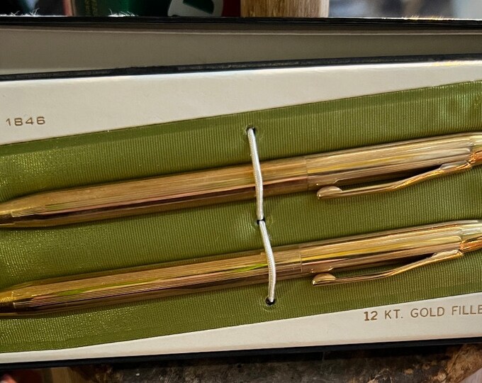 Vintage MCM Cross 12k Gold Filled GF Pen Pencil Set No 6601 in Original