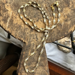 Vintage Italy Sterling Silver Gold Plated Twisted Herringbone Necklace 18&quot;