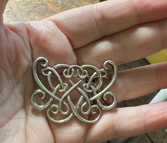 Antique Art Nouveau Sterling Love Knot Interwoven… - image 6
