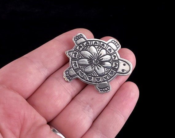 Vintage Sterling Silver Taxco Mexico Cute Turtle … - image 2