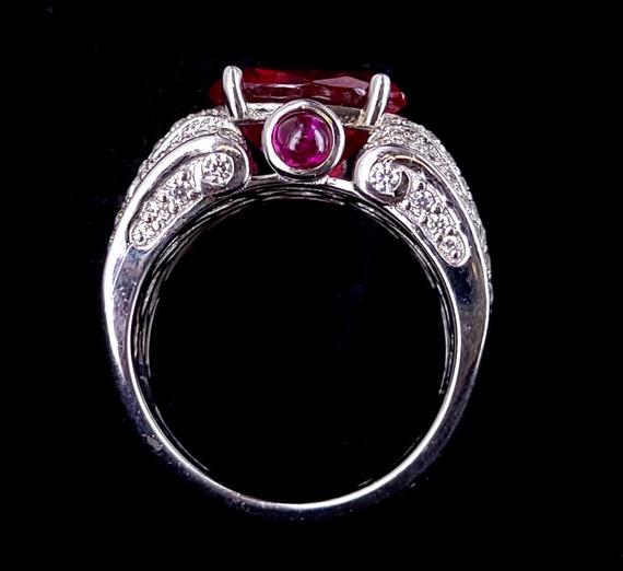 Vintage Sterling Silver Synthetic Ruby Pave Cubic… - image 3