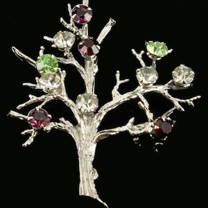 Vintage Sterling Tree Of Life Abstract Brutalist Colorful Crystal Paste Pin 2&quot;/Organic pin/Organic Sterling/Tree Pin/Tree of Life