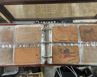 Antique Leather Postcard Huge Lot of 63 1904-1907 Ephemera Novelty Holiday Humor