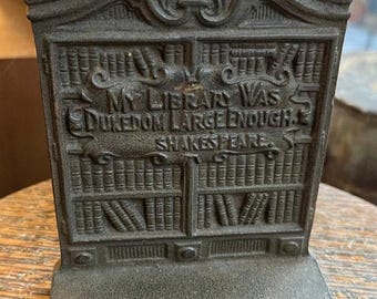 Antique Bradley & Hubbard Cast Iron Shakespeare Bookend Heavy Library Rare