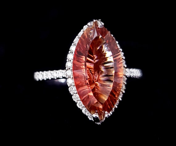 Estate 14k White Gold 5.83cttw Spessartite Garnet… - image 1