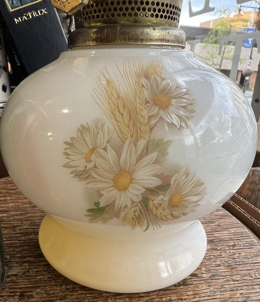 【新品未使用】デッドストックAladdin ホワイトランタン 1908年製 Vintage Aladdin 23 Kerosene Oil Lamp Floral Daisies Milk Glass W