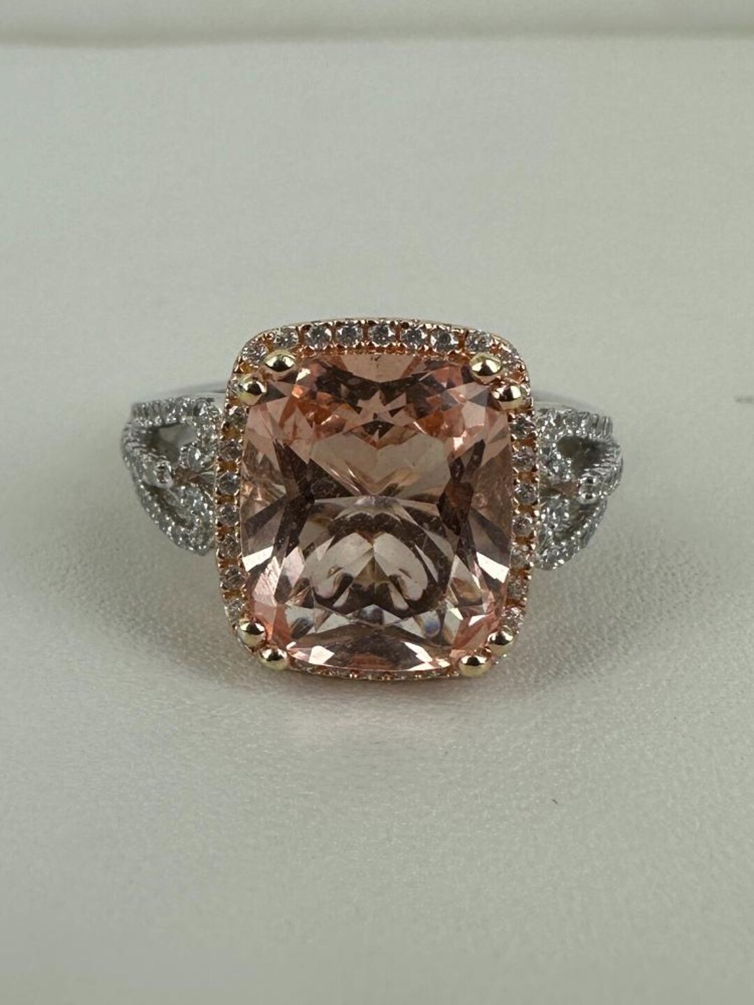 Vintage Sterling Silver Rose GP Two Tone Pink CZ Ring 6.75 - Etsy