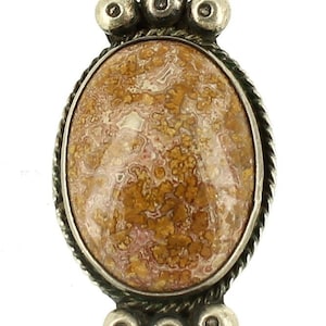 Old Pawn Sterling Navajo Huge Fossilized Agate Cab Balls Ring Stunning Sz 5/Fossilized Agate/Old Pawn/Navajo ring/Good Gift/Huge Ring