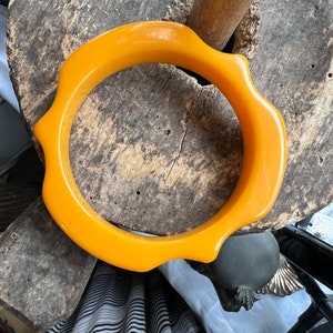Antieke Art Deco Butterscotch bakeliet dik zwaar gewicht Bangle Bracelet 7,75&quot; / goed cadeau/cadeau voor haar / cadeau voor hem / Butterscotch bakeliet