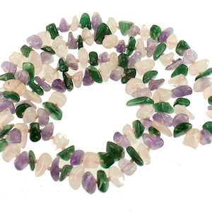 Vintage Amethyst Rose Quartz Emerald Hand Knotted Necklace 27&quot; 317CTS