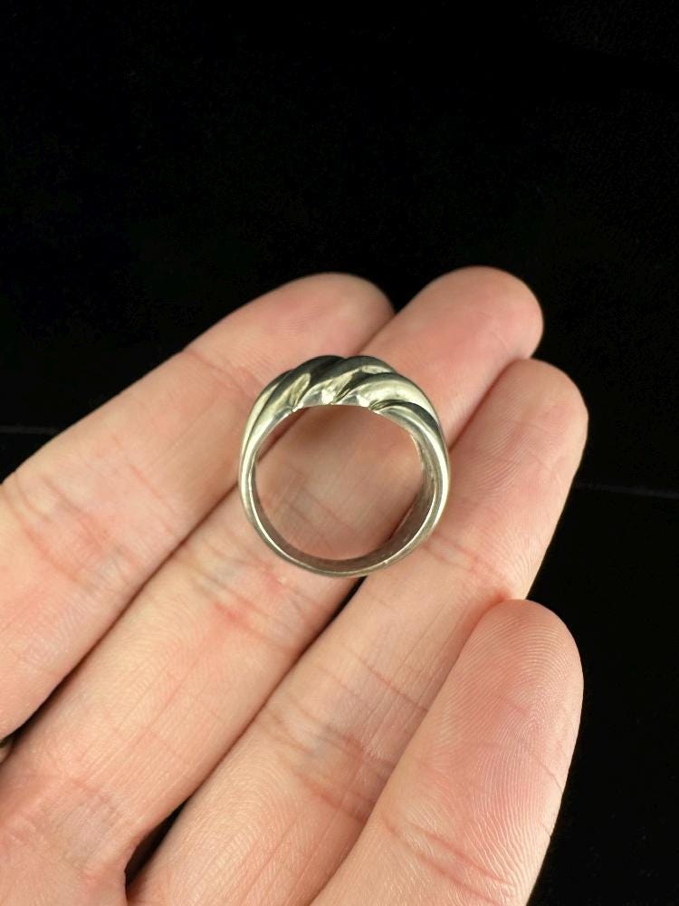 Vintage Sterling Silver Wide Twisted Band Ring Sz 6/ Good