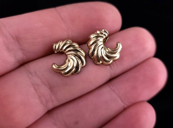 Vintage 14k Yellow Gold Filled GF Crescent Moon Post Back Carla