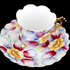 Vintage Shafford Chintz w Moriage Hand Painted Floral Cabinet Cup Saucer Marked Japan/Shafford Chintz/Floral Cabinet Cup Saucer/Moriage