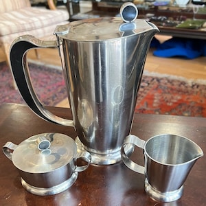 Conjunto de café vintage mcm escandinavo sueca gense em aço inoxidável/bom presente/presente para você/presente para ela/conjunto de café sueco