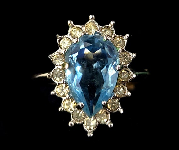 Vintage Mid Century Cellini Blue Clear Rhinestone… - image 2