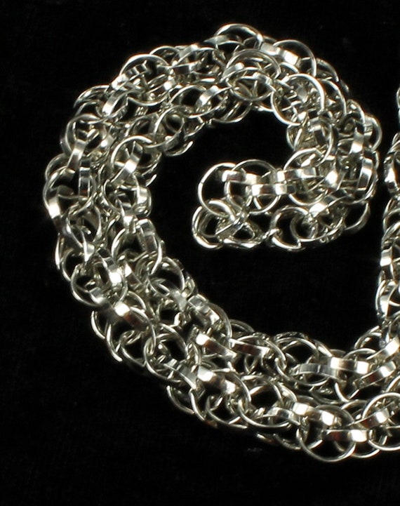 Vintage Mid Century Silver Multi Loop Twist Chain… - image 3