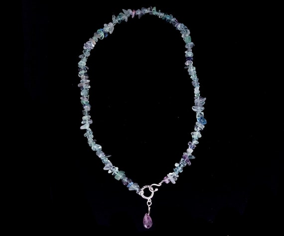 Rainbow Fluorite Gem Chip Bracelet Sterling Silver Rainbow Fluorite Gem Chip Bracelet Sterling Silver