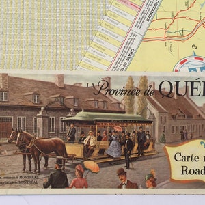 Vintage 1961 Canadian Quebec Tourist Bureau Historical Color Province Map